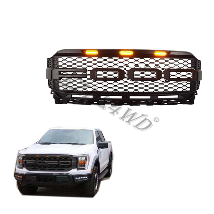 Car Body Parts Front Grill Mesh With Led Lamp For Ford F250