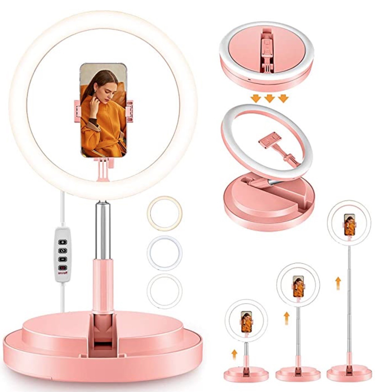 66'' Makeup Selfie Ring Light All In One 22W , 10 Inch Led Ring Light For Living