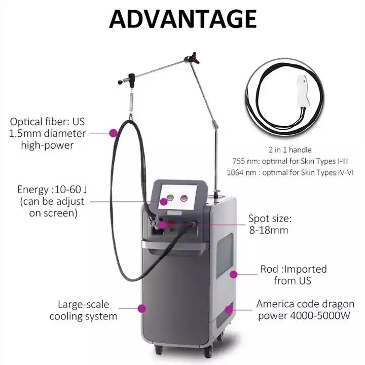 1064nm Long Pulse Nd Yag Laser Machine Vascular Removal Permanent Hair Removal