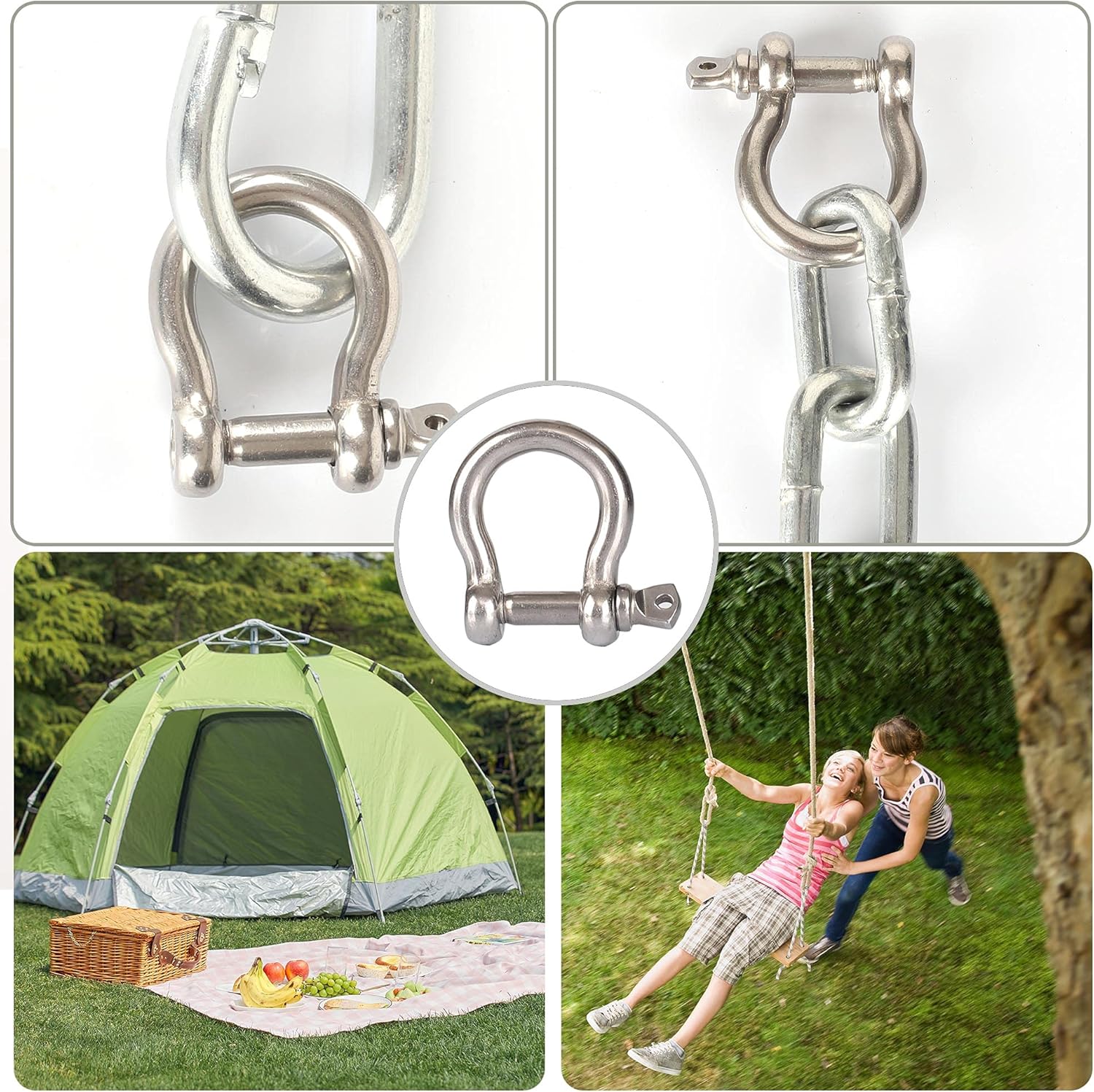 General Industry Stainless Steel Wire Rope Accessory Shackle Bow Dee Shape with Collar Pin