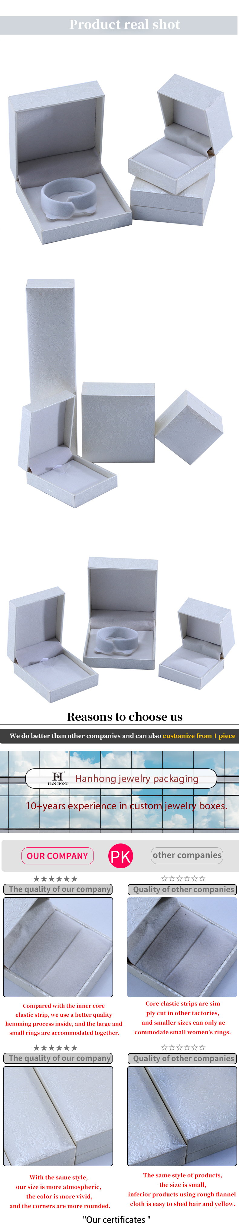 OEM Rectangle Cardboard Jewelry Box Paper Packaging Box For Earrings Necklace Ring