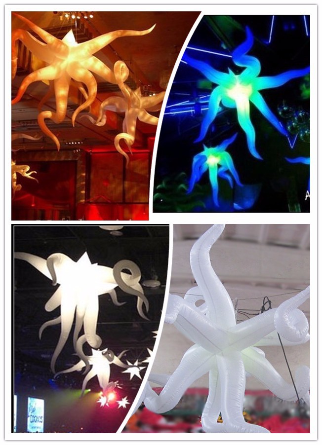 Crooked Inflatable Air Star with Changing LED Light for Party and Club Decor