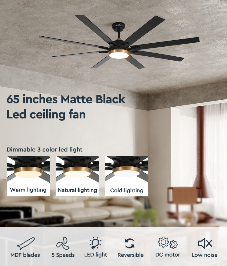 Upgrade Your Living Space with 65 Inch MDF Blades Gold Decorative Ceiling Fan