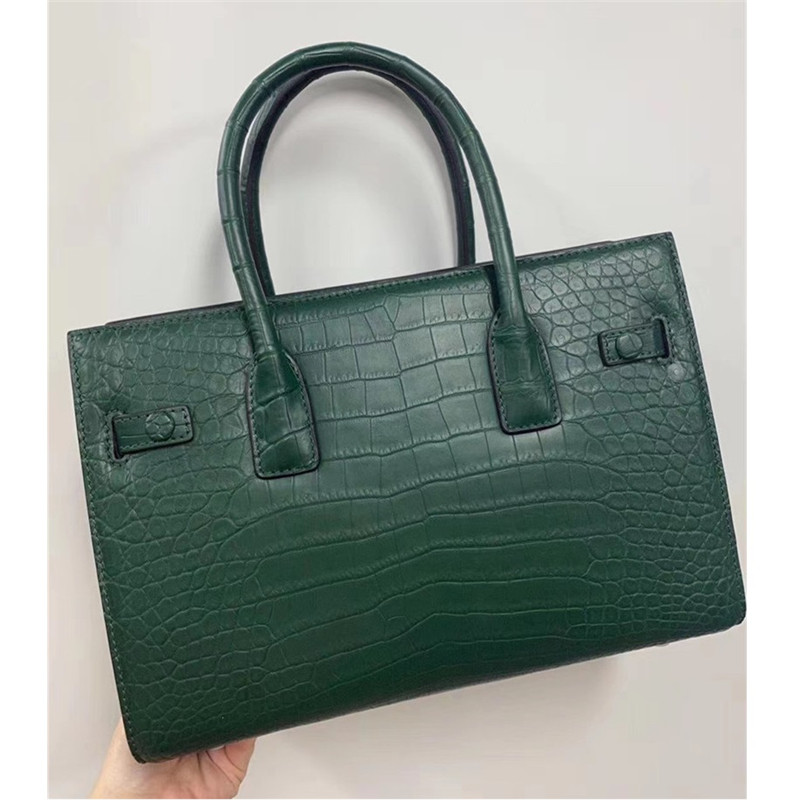 Authentic Crocodile Belly Skin Women Purse OL Lady Working Handbag Genuine Alligator Leather Female Large Shoulder Bag