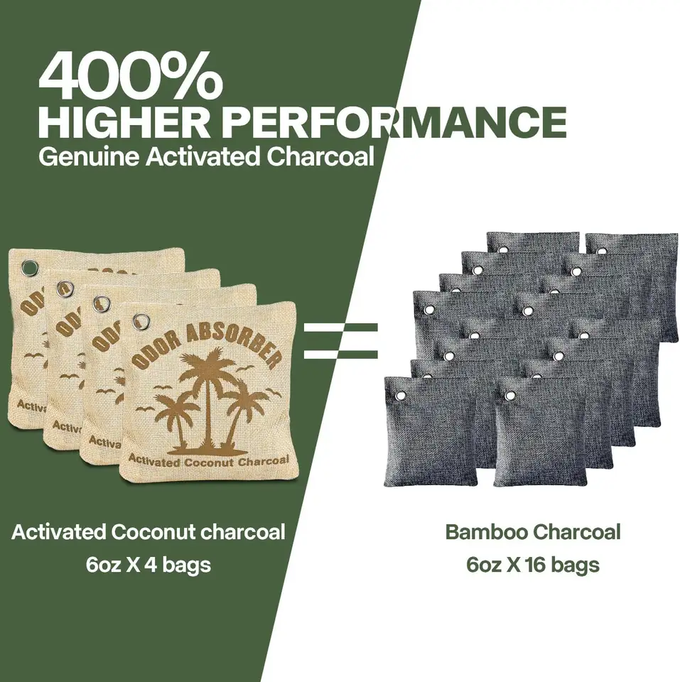 Effective 4*170g Pack Bamboo Charcoal Air Purifying Bag for Home Office Car Hotel