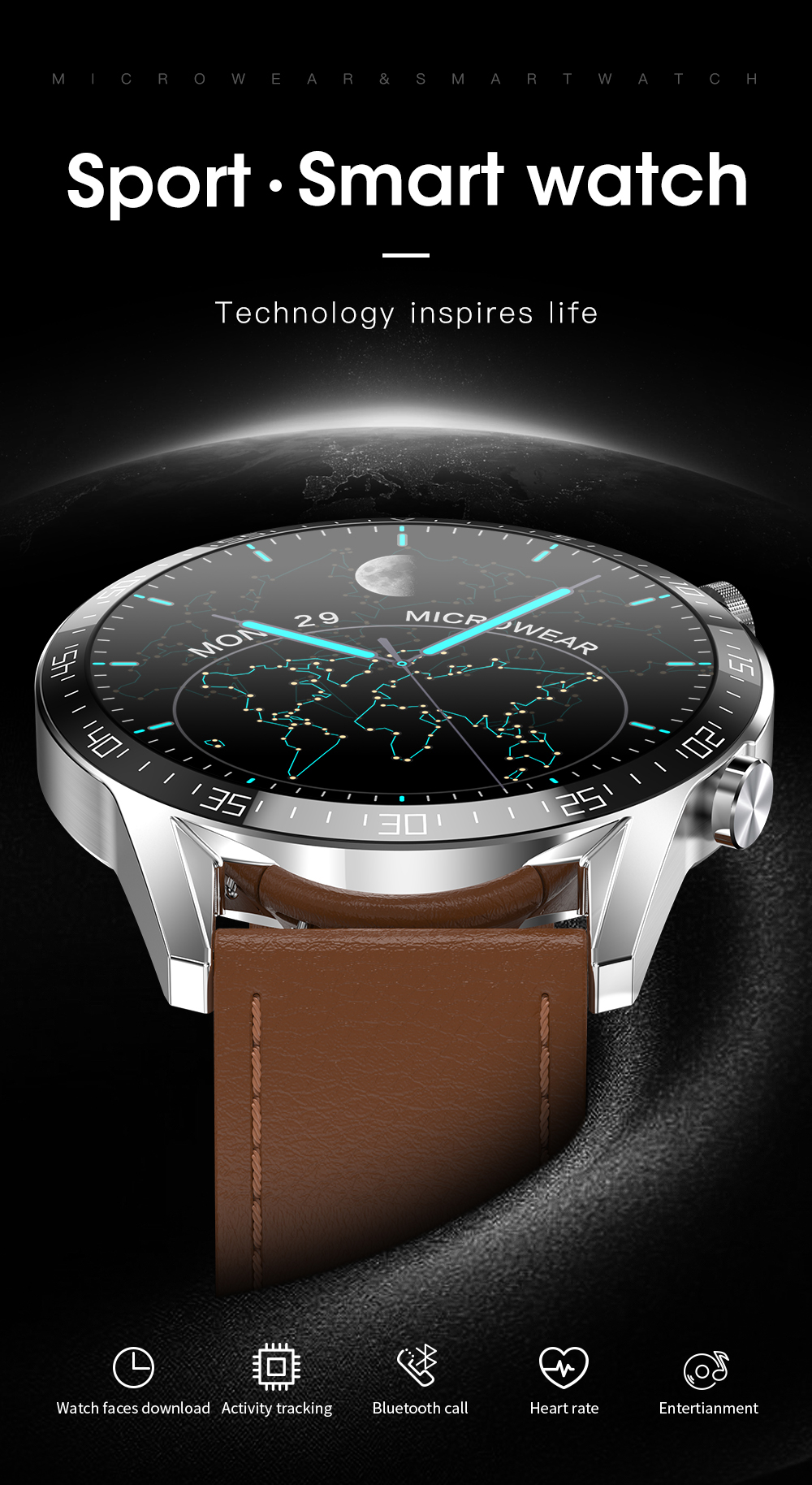 290mAh Full Touch Smartwatch For Adults Smart Wearable Silicone Watch