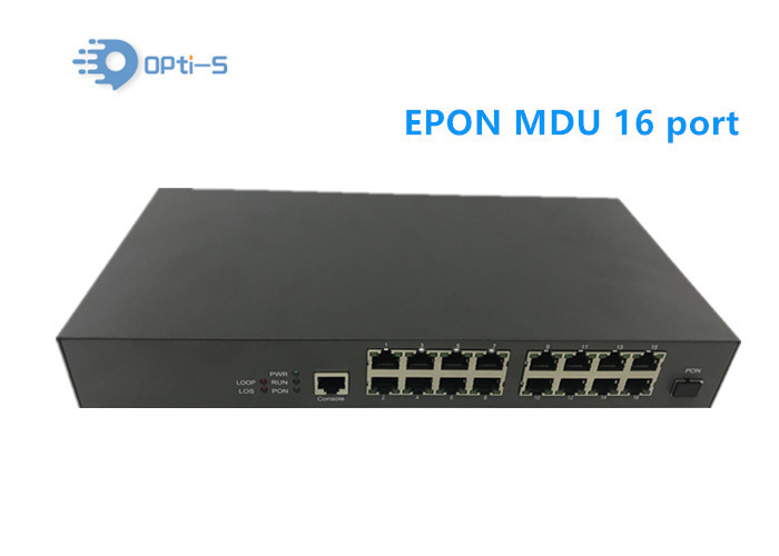 OS-EU16F Single Mode Black 16 Port GEPON MDU ONU , Multiple Households Access EPON ONU for FTTX Realtek chip