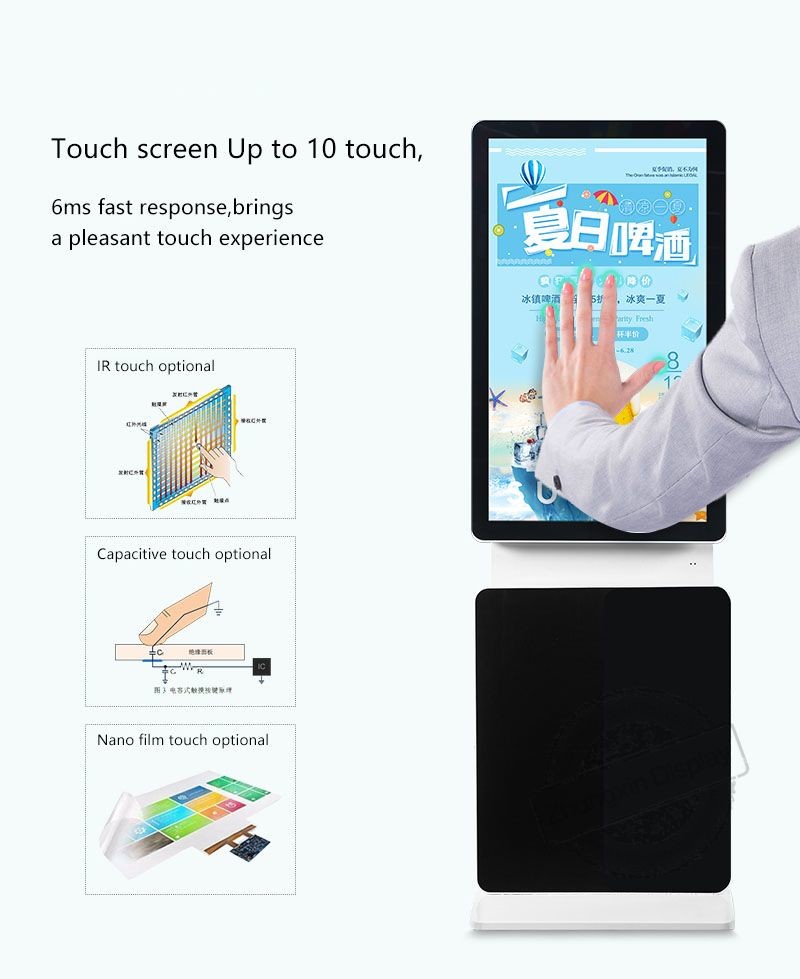 43inch 360 Degree Rotating LCD Digital Signage Floor Stand LCD Touch Screen for Advertising