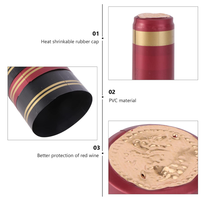 Customized Wine Bottle Stopper Non Spill Shrink Capsules for Hot Shrink Lid Packaging