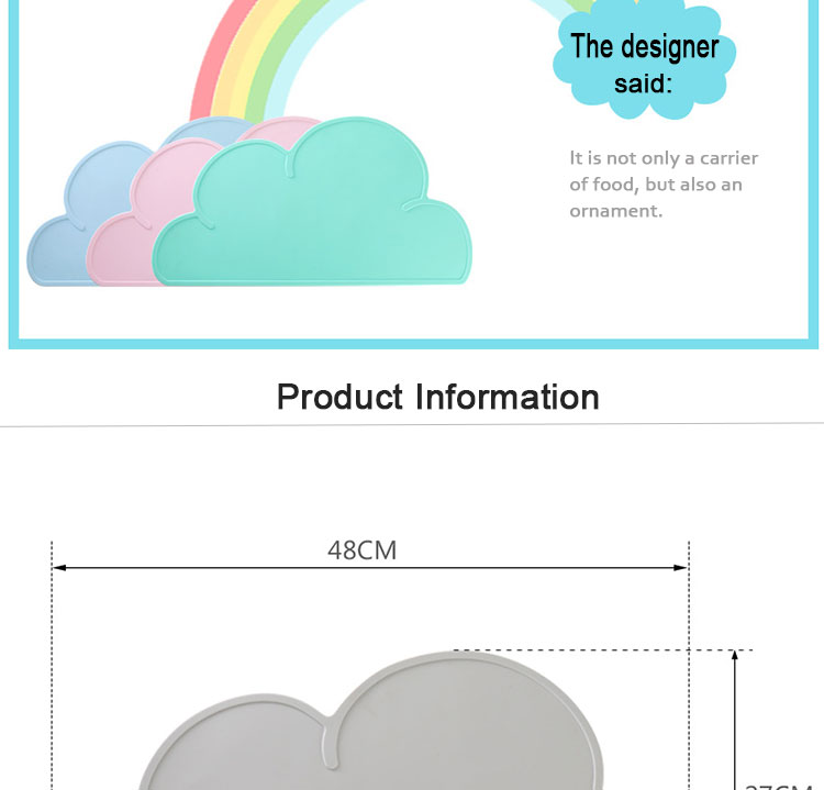 Toddler Cloud Shaped Silicone High Chair Placemat Waterproof