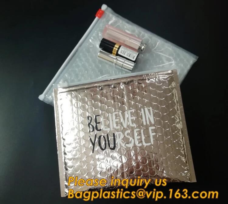 Holographic Zipper Slider Zip Lock Bubble Bag,Cosmetic Zipper Bag/Rose Gold Slider Bubble Bag with Logo,Slider Bubble Zi