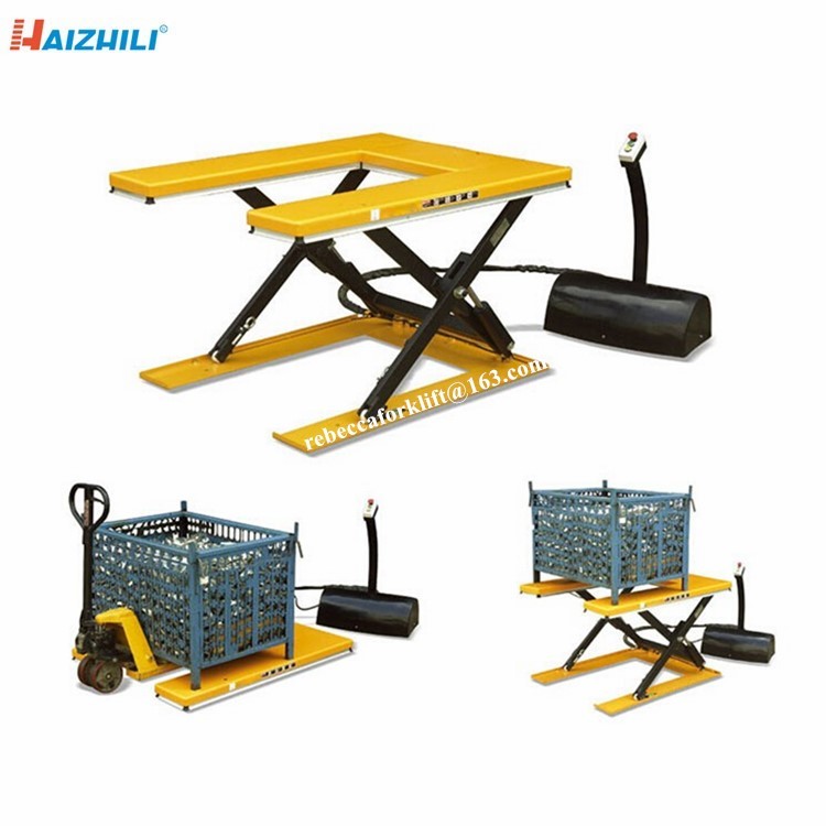 Industrial new design U type electric lifting table 1000kg scissor lift platform