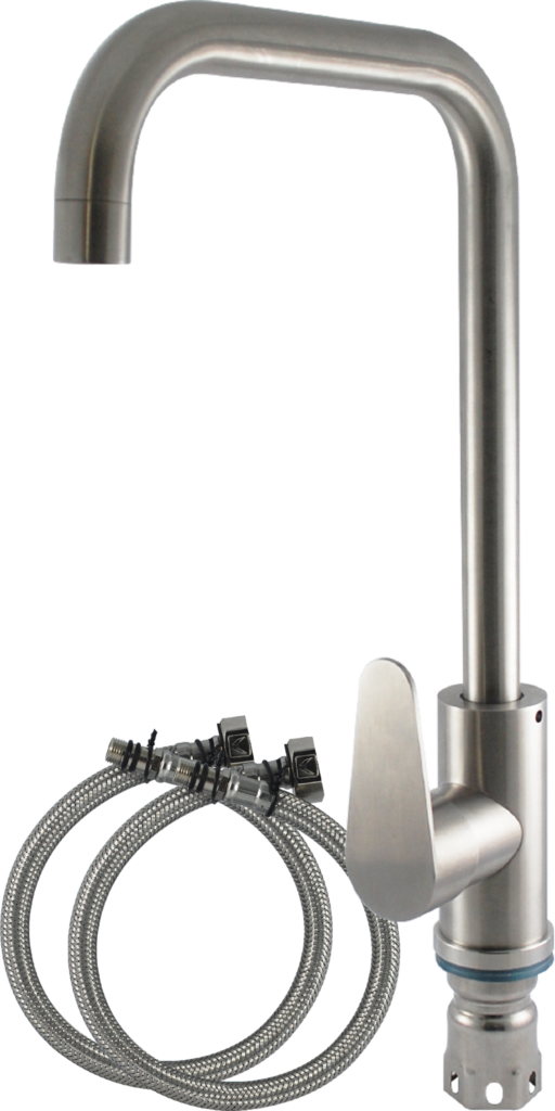 Stainless Steel Body Deck Mounted Tap Cold And Hot Mixer Spring Silver Kitchen Faucet