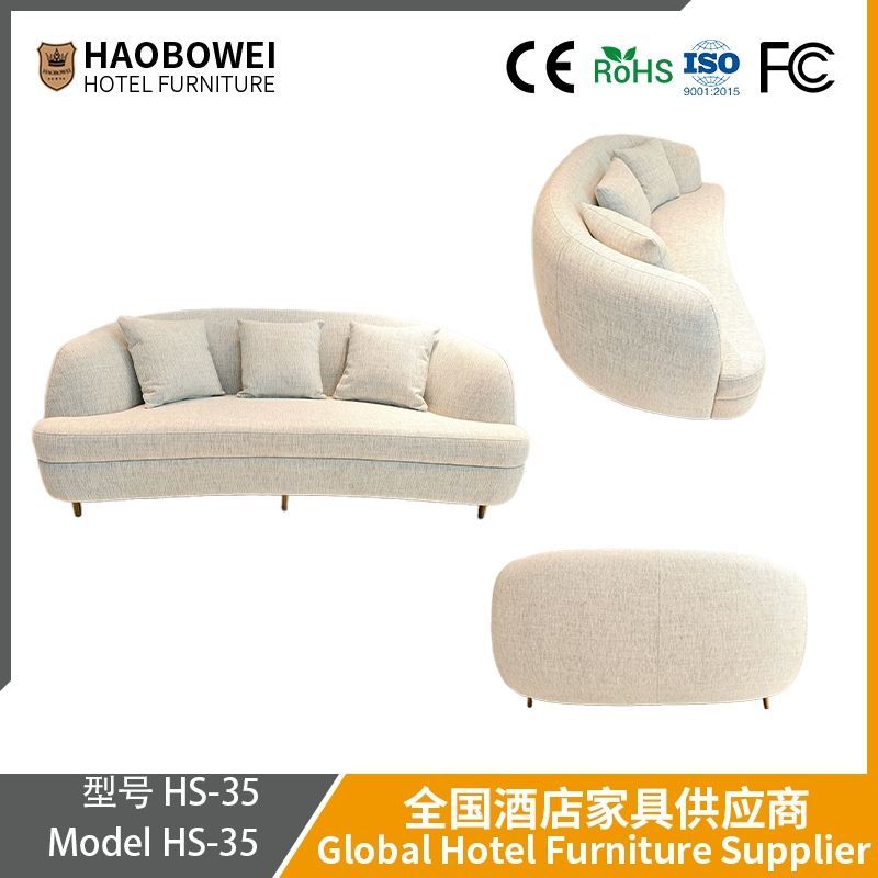 Italian Minimalist Fabric Sofa. White Cream Style Three-Seater Sailboat Sofa for Home. Sofa for Small-Sized Houses.