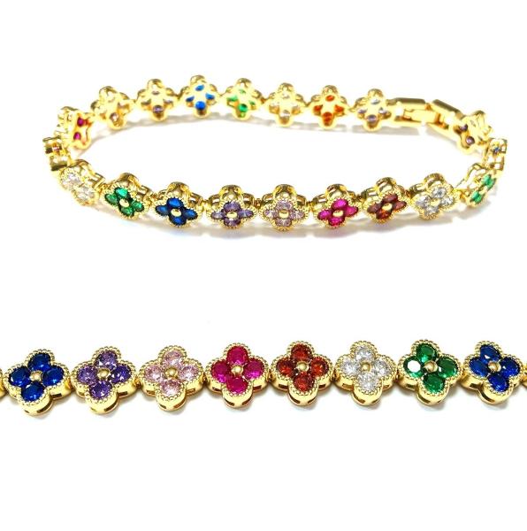 Fresh Water Pearl CZ Stones Tennis Bracelets Plated Custom Jewelry Rainbow Gold