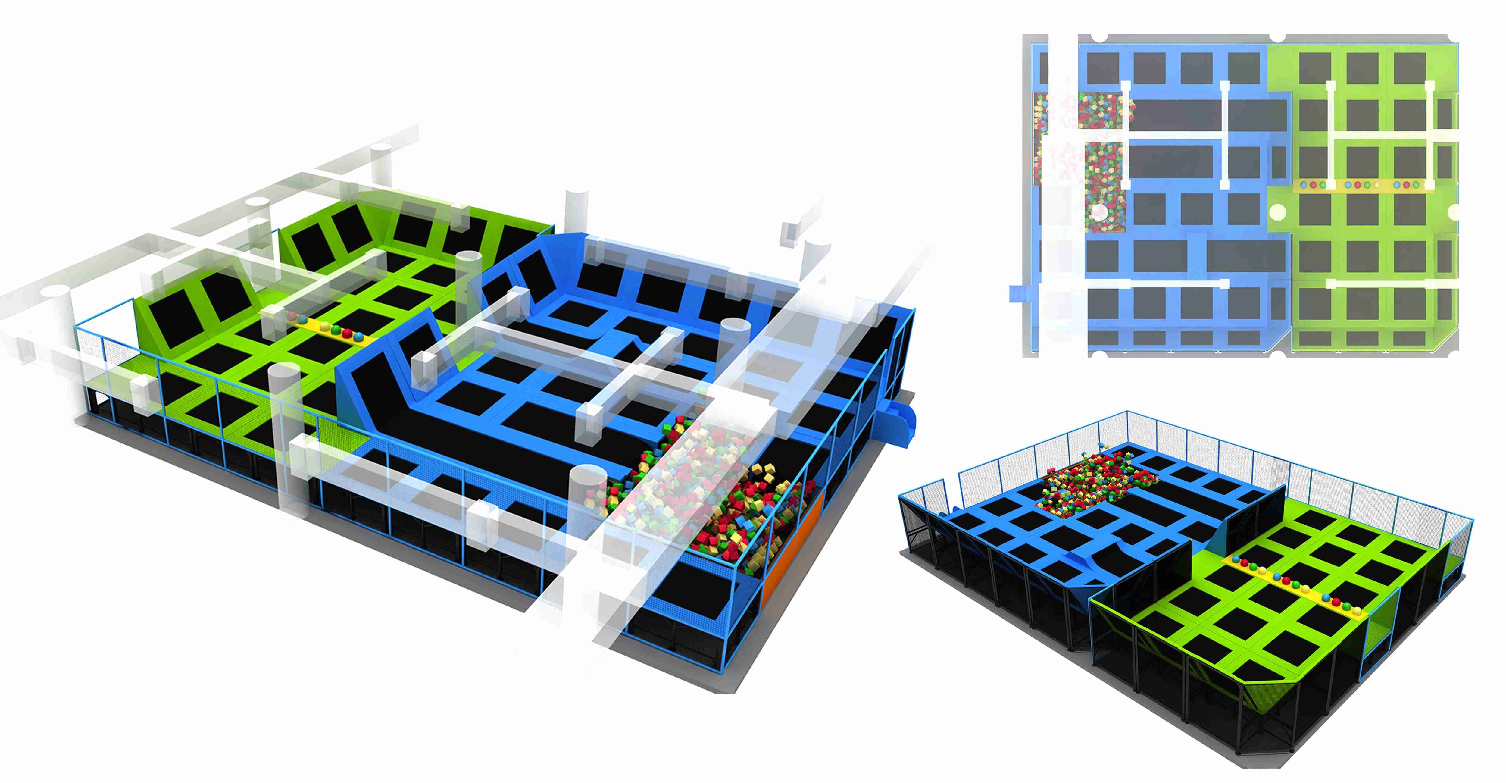 350M2 New Soft Indoor Trampoline Indoor Amusement Trampoline Park Jump Bed