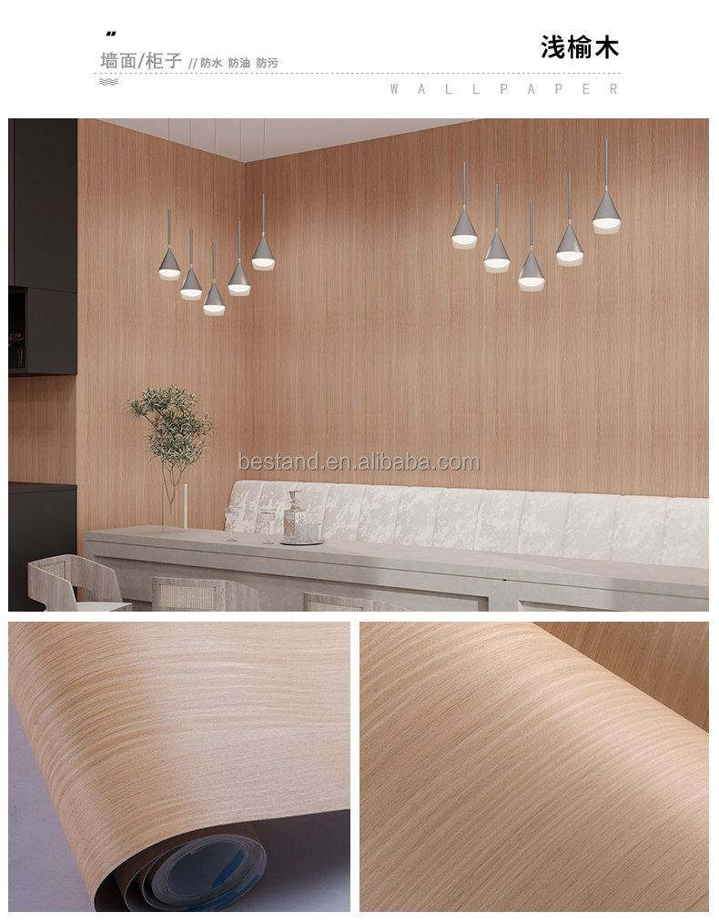 Heat Insulation Wood Grain Wallpaper Geometric Wood Effect Wall Paper