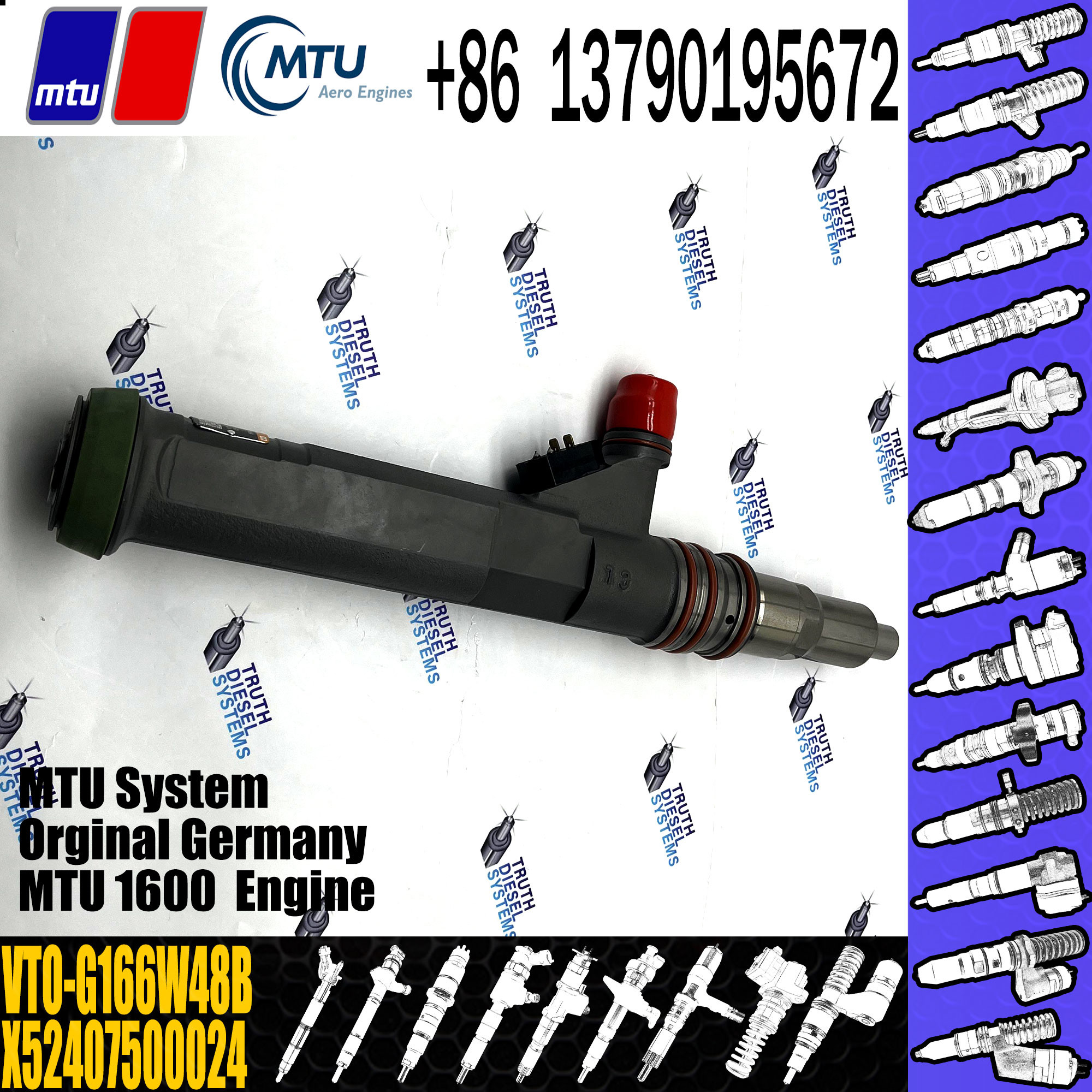 0010106951 Diesel Engine Injector Oem VTO-G166W4 High Speed Steel MTU 4000