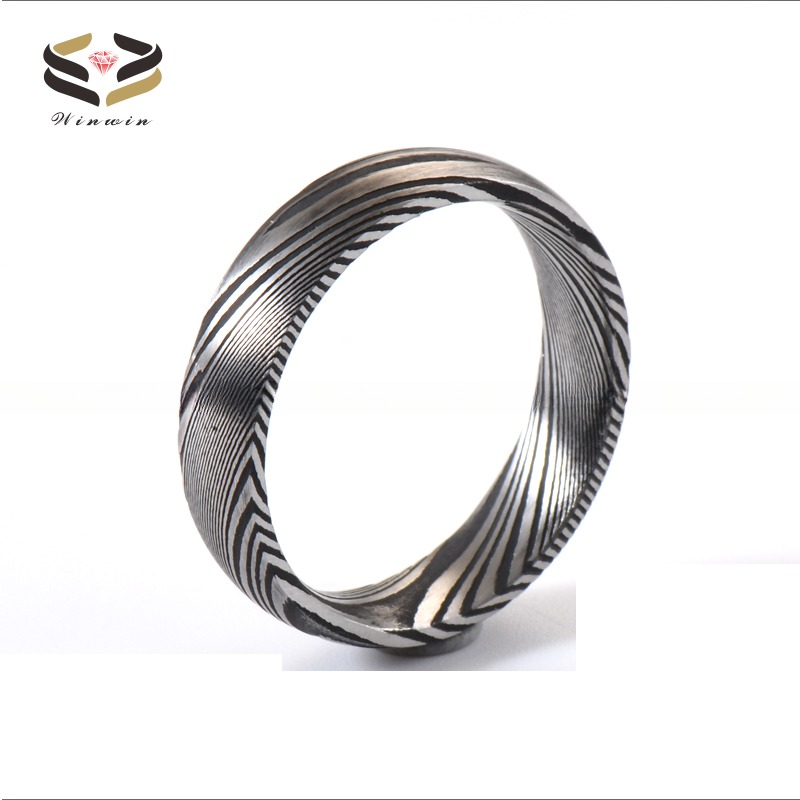 Men Women Damascus Steel Rings for Wedding Engagement Anniversary Gift