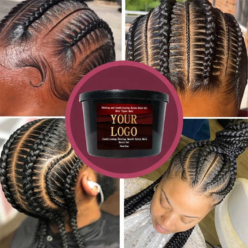 64oz Braid Gel for Braid Twist No Flaking Olive Oil Custom Wholesale Braiding Jam Extra Hold wholesale 4C Hair Edge Control