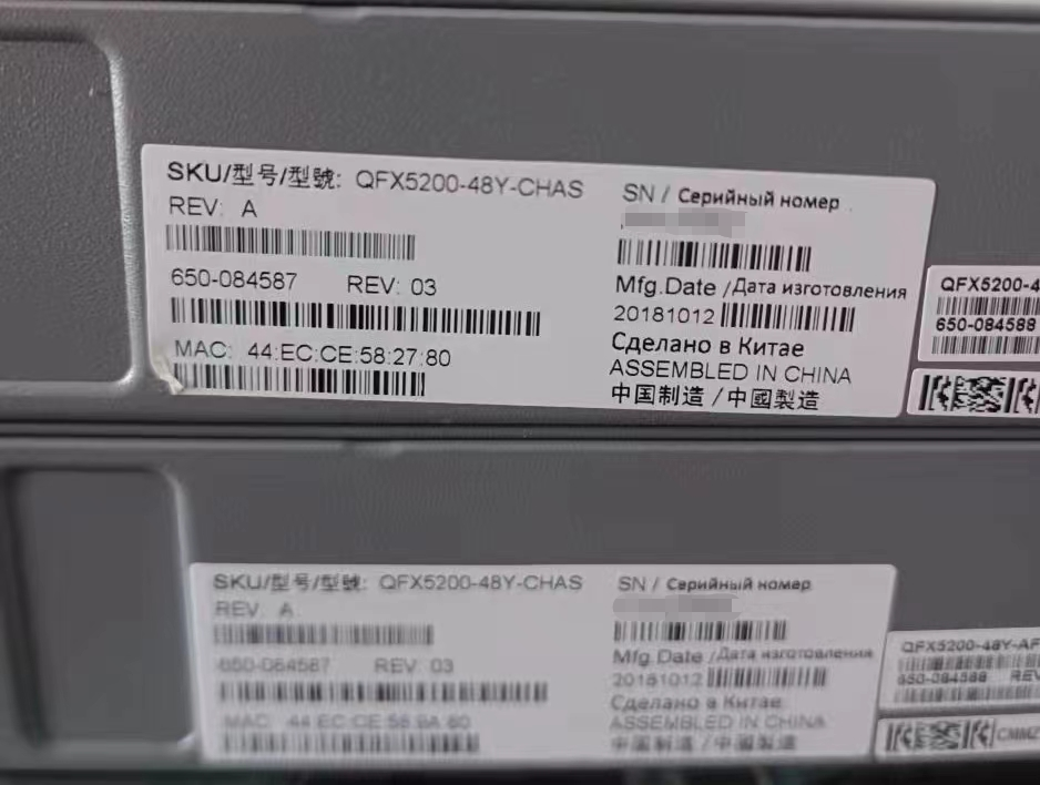 Used Juniper QFX5200-48Y-AFI Switch for 48 Ports and 10/100/1000Mbps Transmission Rate
