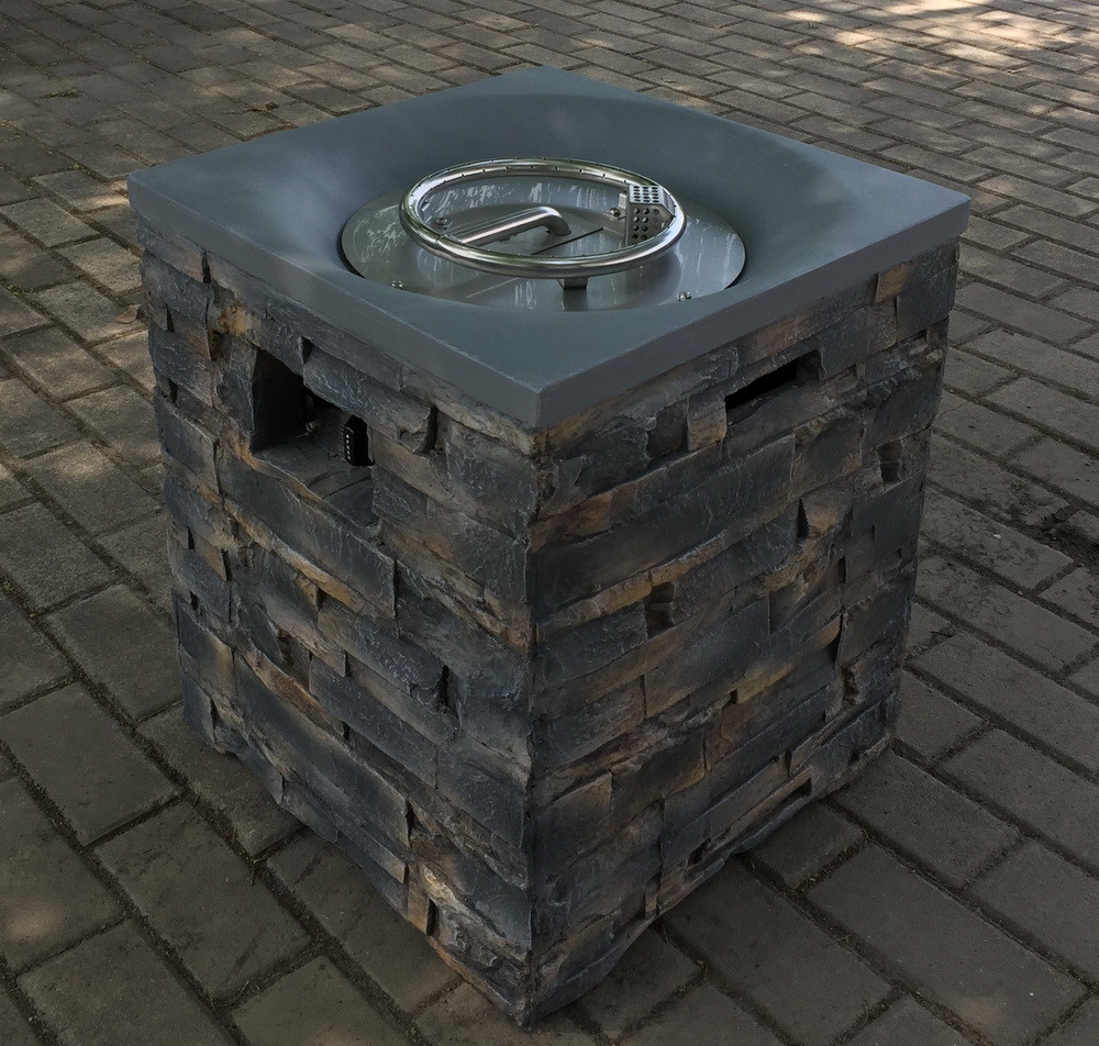 Brazier Outdoor Garden Propane Gas Fire Pit Slate Rock Liquefied Petroleum Camping