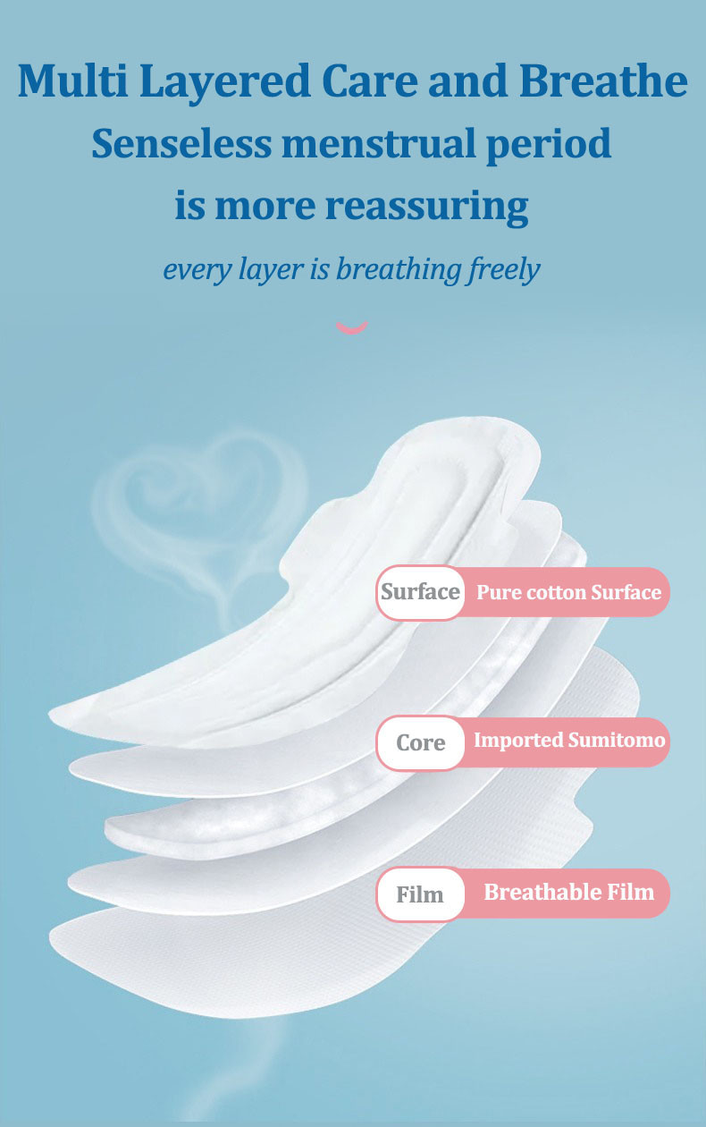 Menstrual Overnight Sanitary Napkins Disposable 3D Organic Cotton Panty Liner