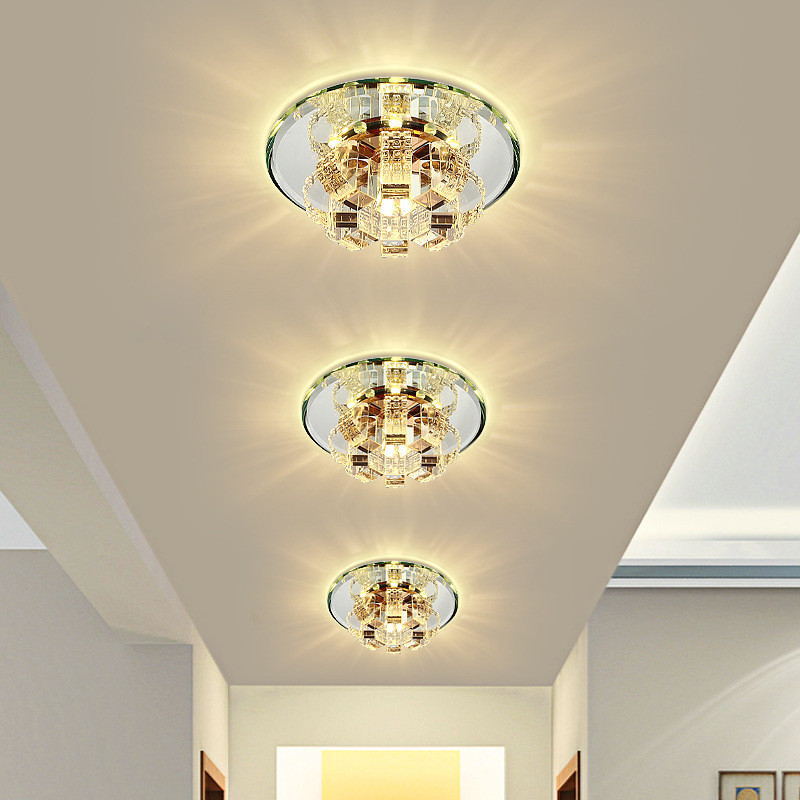 Modern Crystal Aisle Spot Light Creative Entry Glass Balcony Porch Hall Corridor Ceiling Downlight