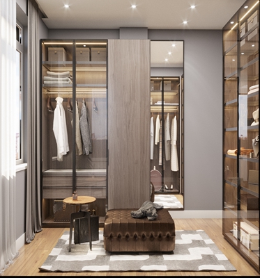 End Black Lacquer Finish Customized Modern Minimalist Design Closets for Bedroom