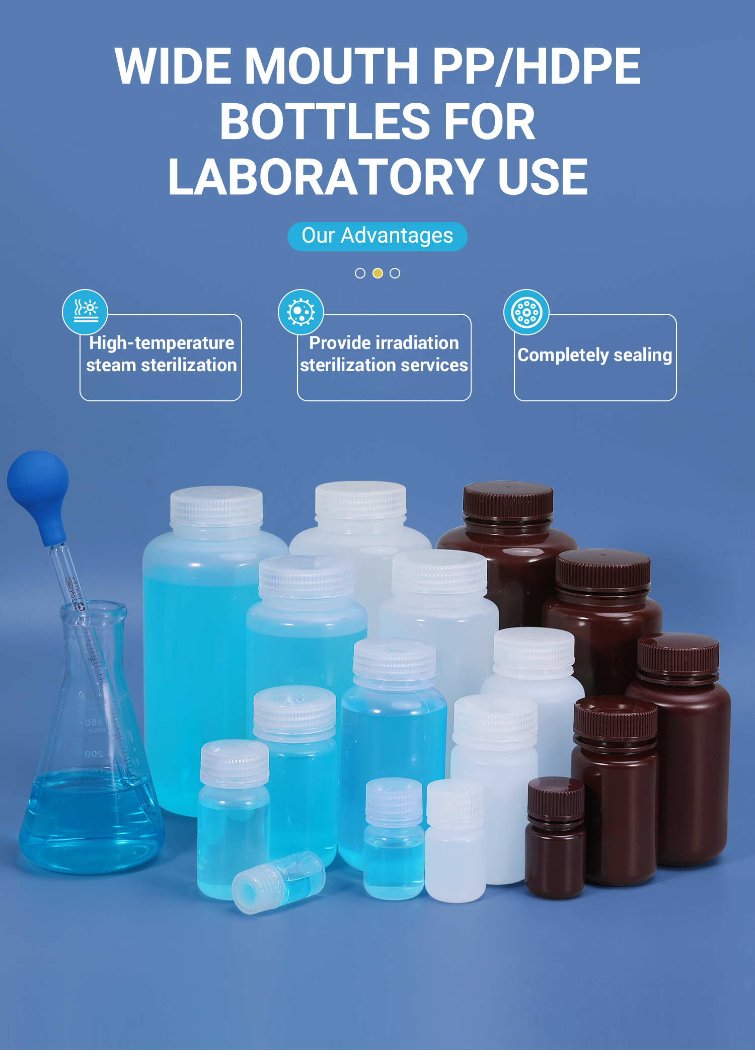 5ml-1L Sterilized Screw Cap Reagent Bottle Plastic Vial For Lab Chemical