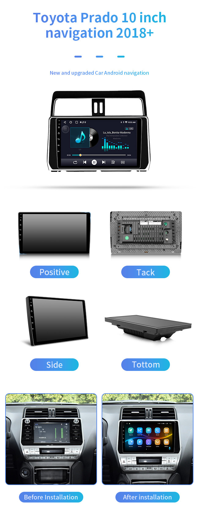QLED 8-Core Android 12.0 DSP Radio 4G Wifi GPS Navigation For Toyota Prado 2018 Car Dvd Player
