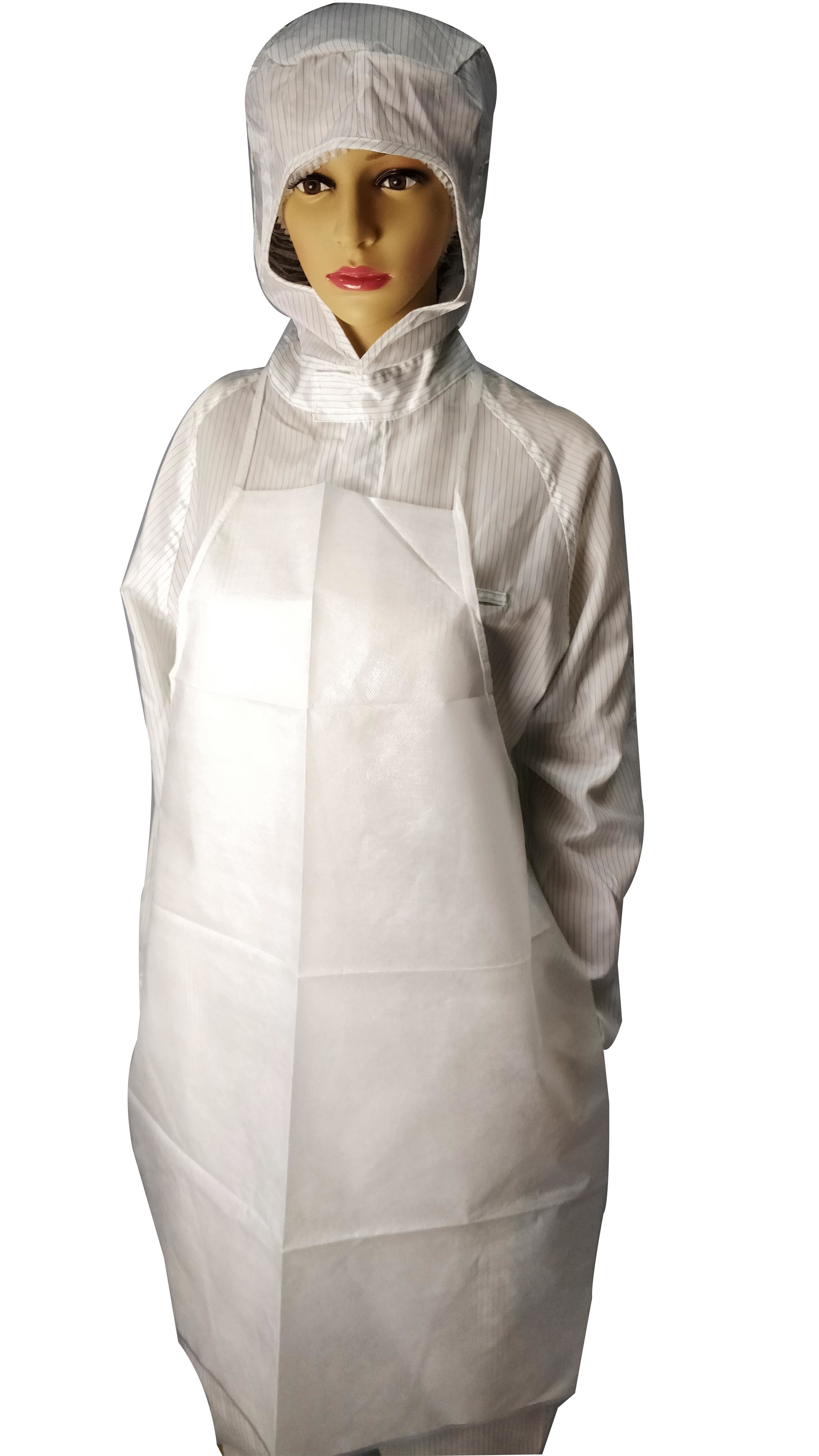 Zipper Closure Polyester ESD Overalls With Hood 98% PET 2% Conductive Fiber