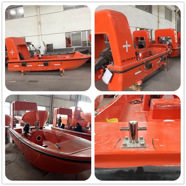 IACS Approved SOLAS 4.0m 6 Persons FRP Rescue Boat With Single Arm Launching Davit
