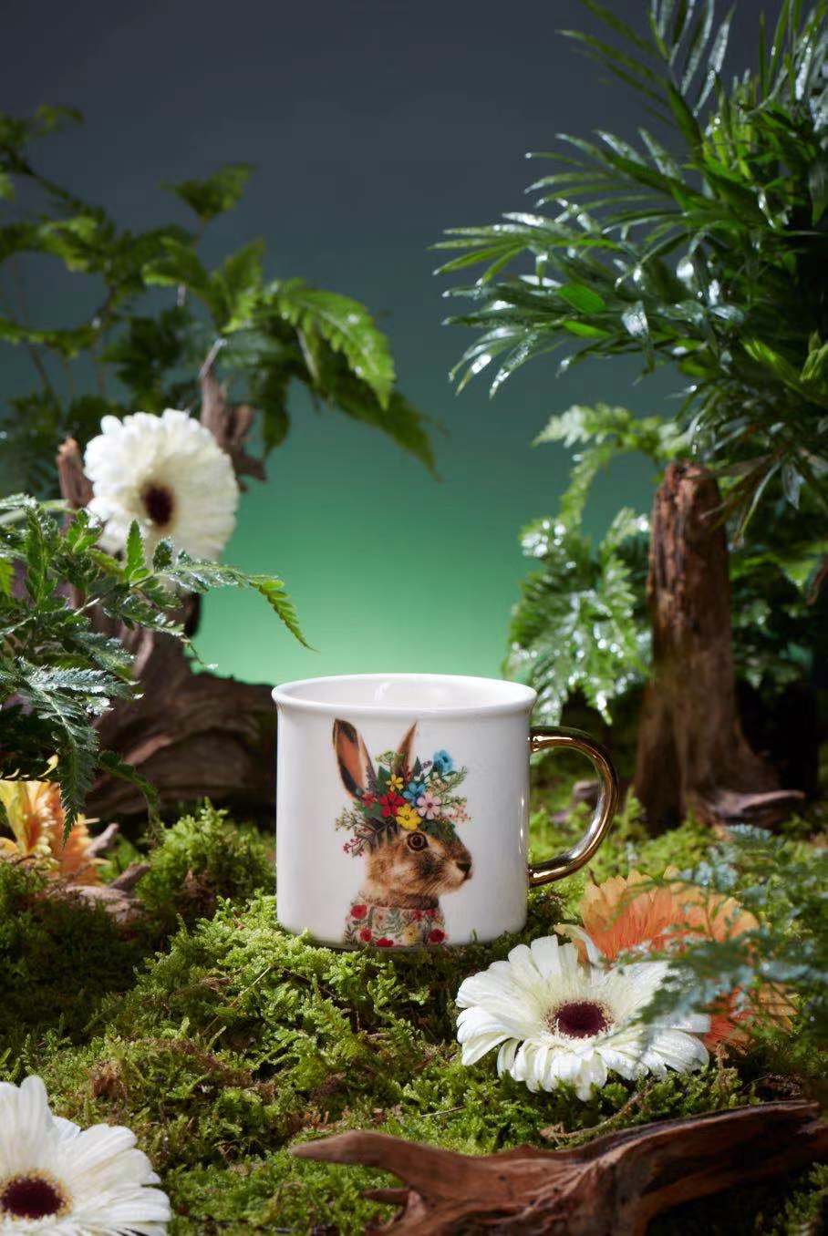 Creative Vintage Ceramic Tumbler Travel Coffee Water Mug Breakfast Milk Tea Cup Garden Coffee Cups