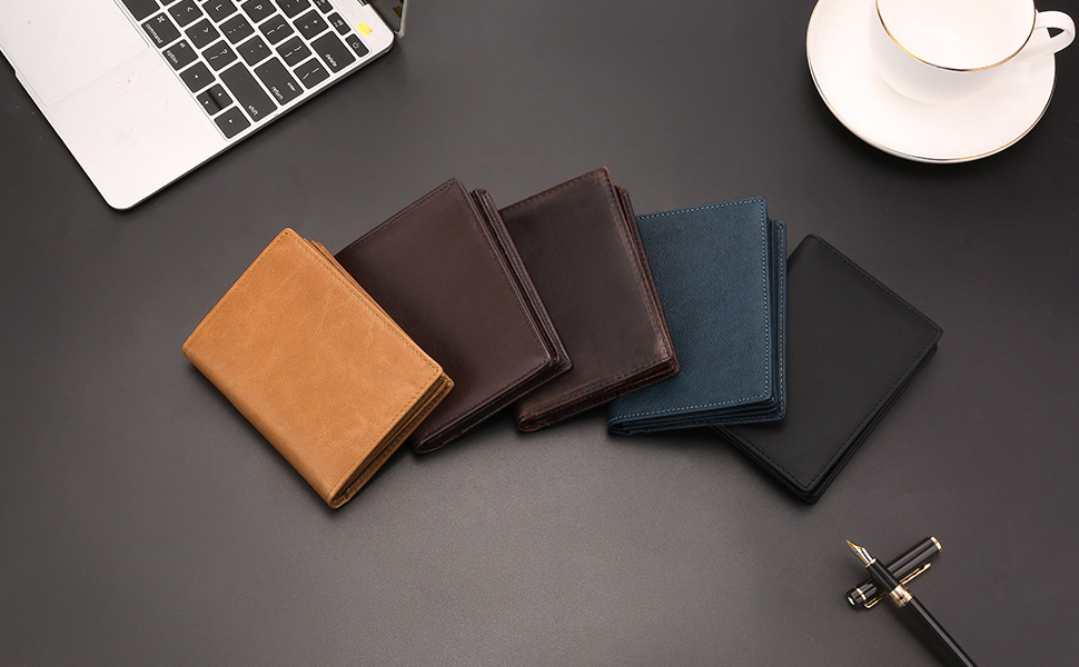 Vintage Men's Business Card Holder Wallet with Open Closure and No Decoration