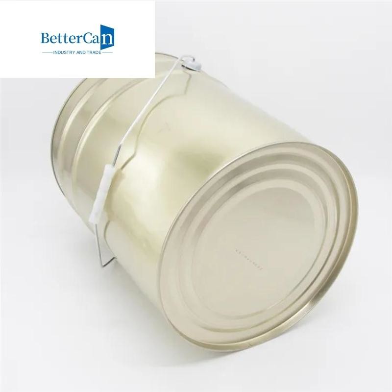 Gold Empty 5 Gallon Buckets , Round 20L Tin Bucket Pail