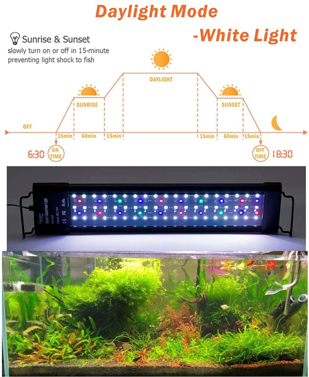Sunrise Sunset Extendable LED Aquarium Light 72W Full Spectrum LED Light