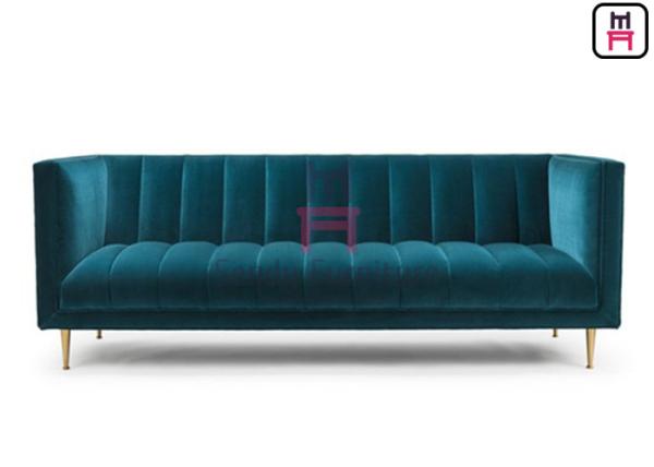 Hotel Restaurant Booth Bench Seating With Upholstered Velvet Arm And Steel