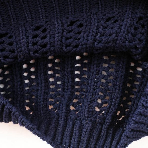 Crochet,Women Loose Crochet Knitted Blouse Wears O-Neck Hollow Pullover Wool Sweaters Top