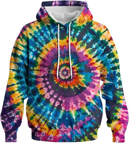 Color Rainbow Printed Hoodie Tie Dye Sweatshirt Fashion Graphic Pullover For Men