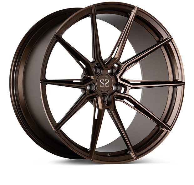 1 Piece Audi Forged Aluminum Alloy Wheels Y Shape 5Spoke Black With Orange Face