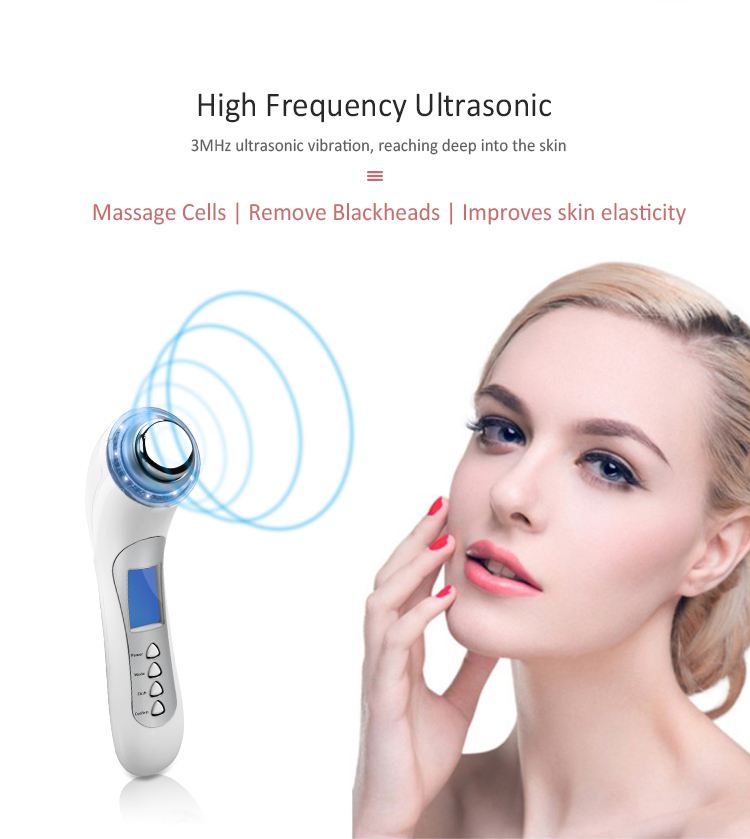 Vibrating Red Green Blue 3Mhz Ultrasonic Ion Face Lift Massager Portable