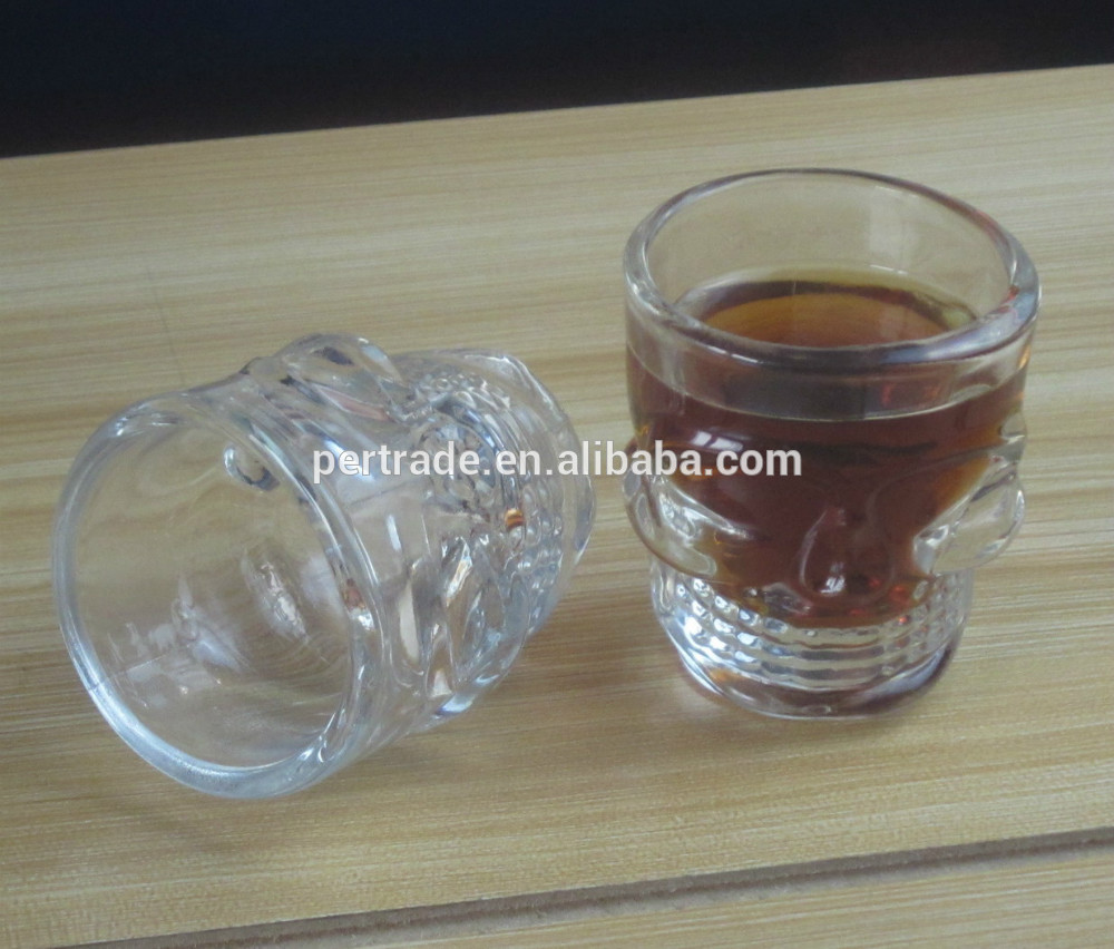 Machine Made Embossed Skull 1.5 Oz Shot Glasses