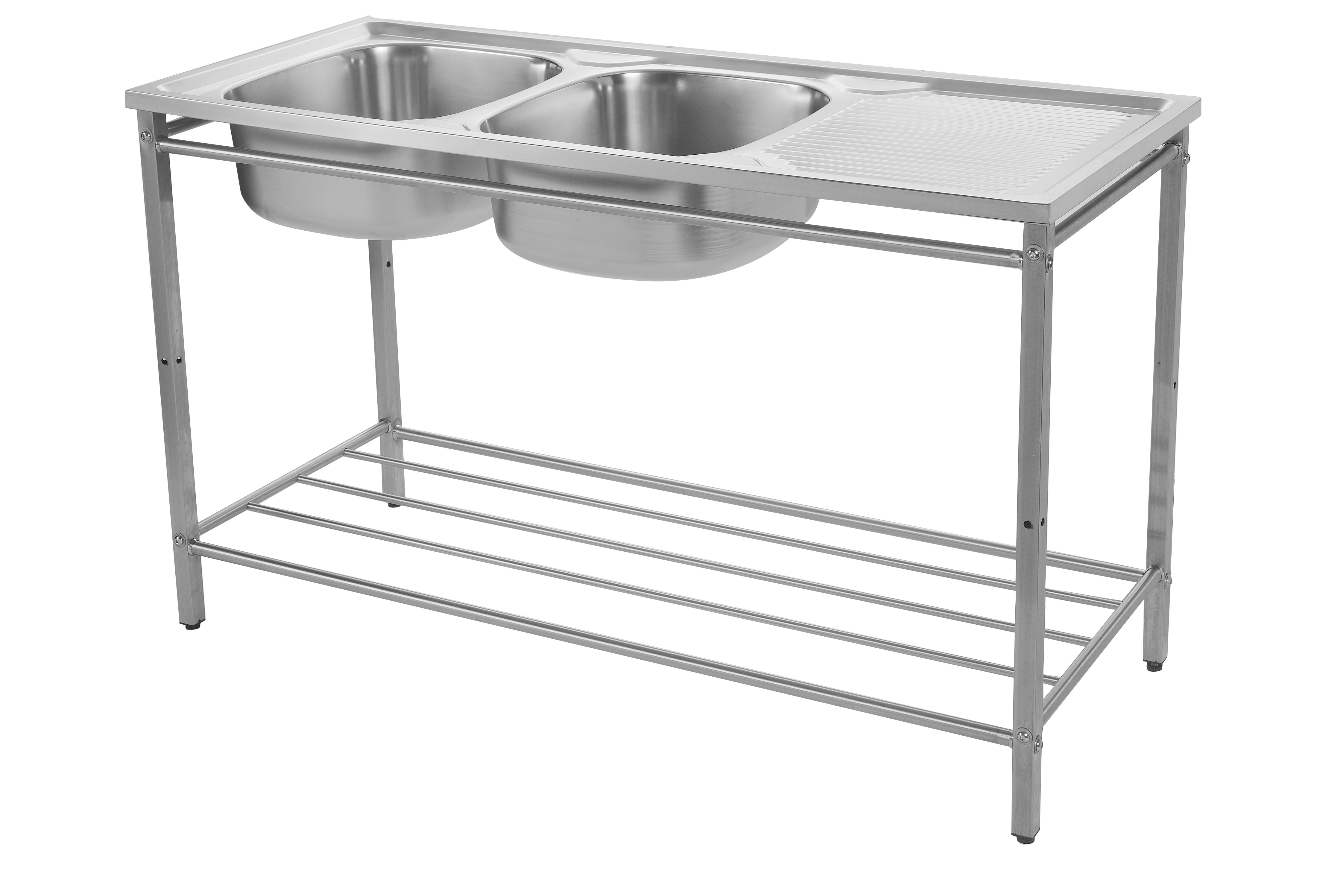 Hotel Two Bowl One Drain Kitchen Stainless Steel Sink Stand Noise Elimination