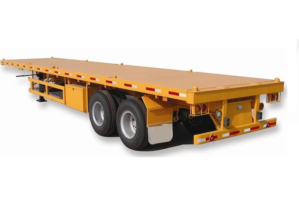 Truck Trailer Two Axles 20FT Container Flatbed Type with Light Tare Weight of 4 Ton