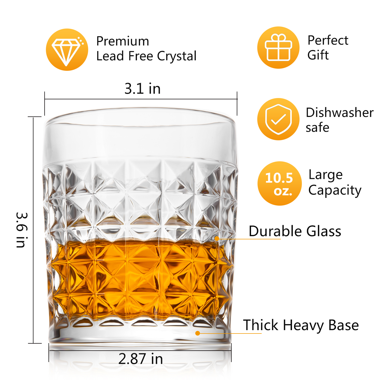 Customized Luxury Fashioned High Quality Lead Free Crystal whiskey drinking Glasses Set Whiskey Gift