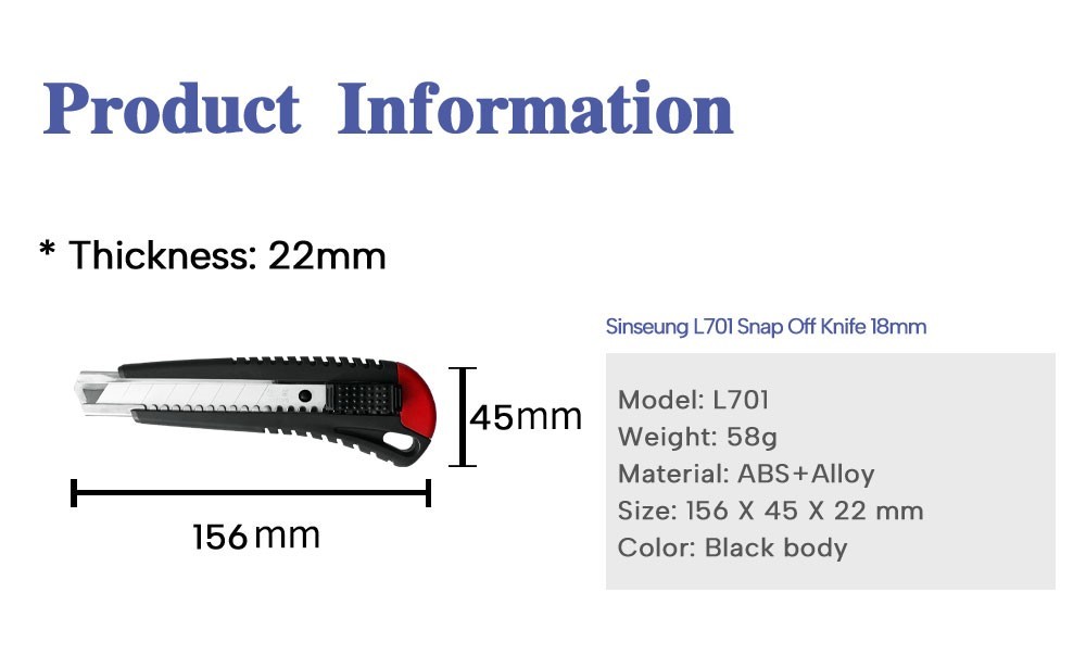25mm 18mm 9mm Snap Off Utility Knife Plastic Sheeting Cutter Desk Office Supplies