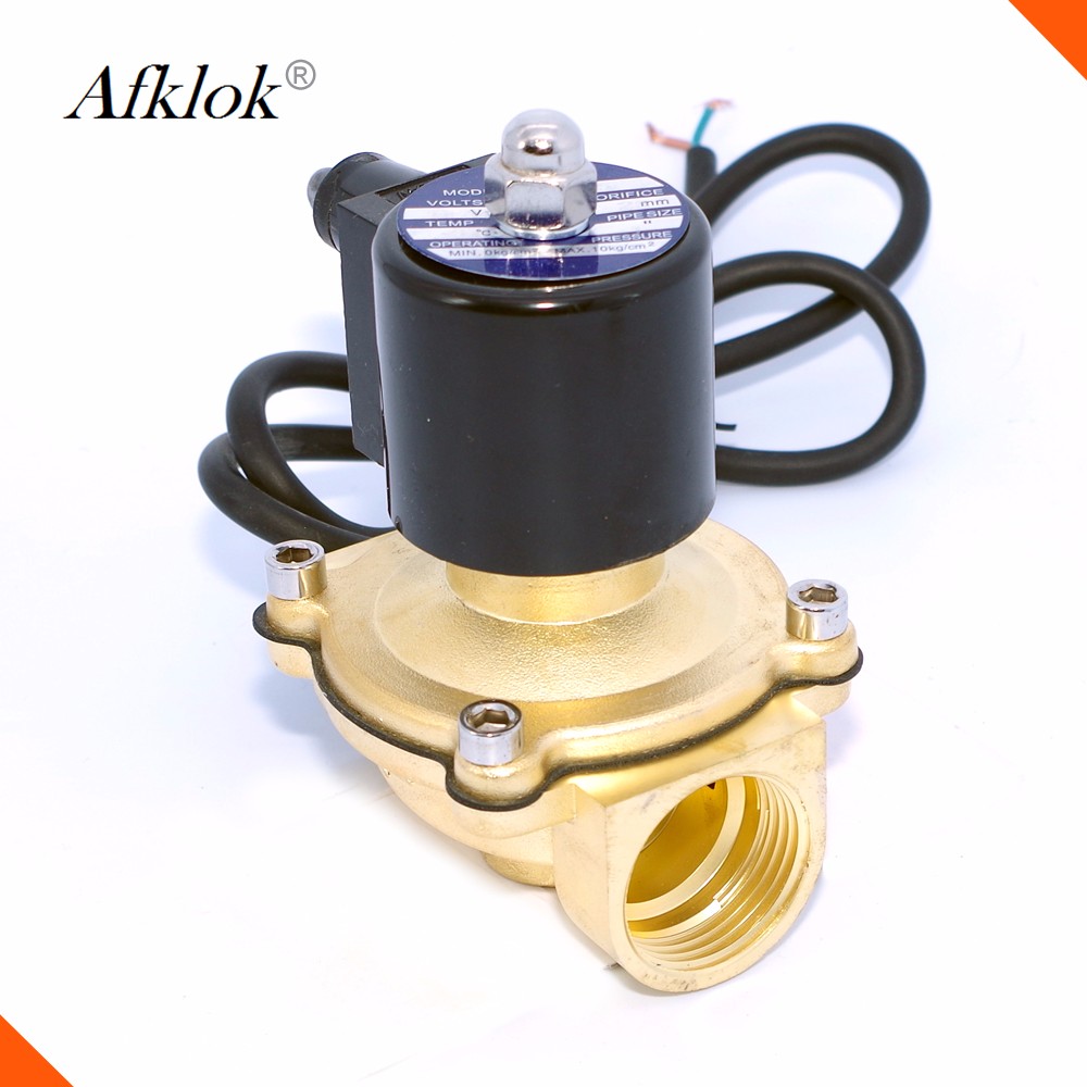 Brass 1.5 inch 220V AC Waterproof Solenoid Valves Normally Closed