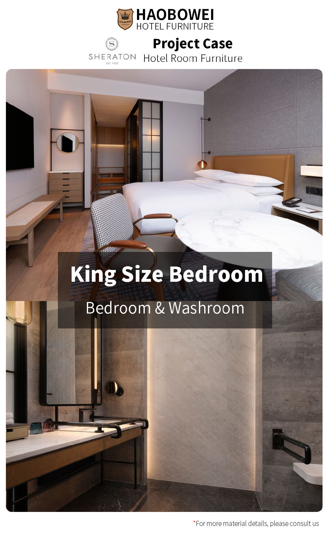Sheraton by Marriott Business Hotel Modern Standard King Size Bedroom Furniture Set