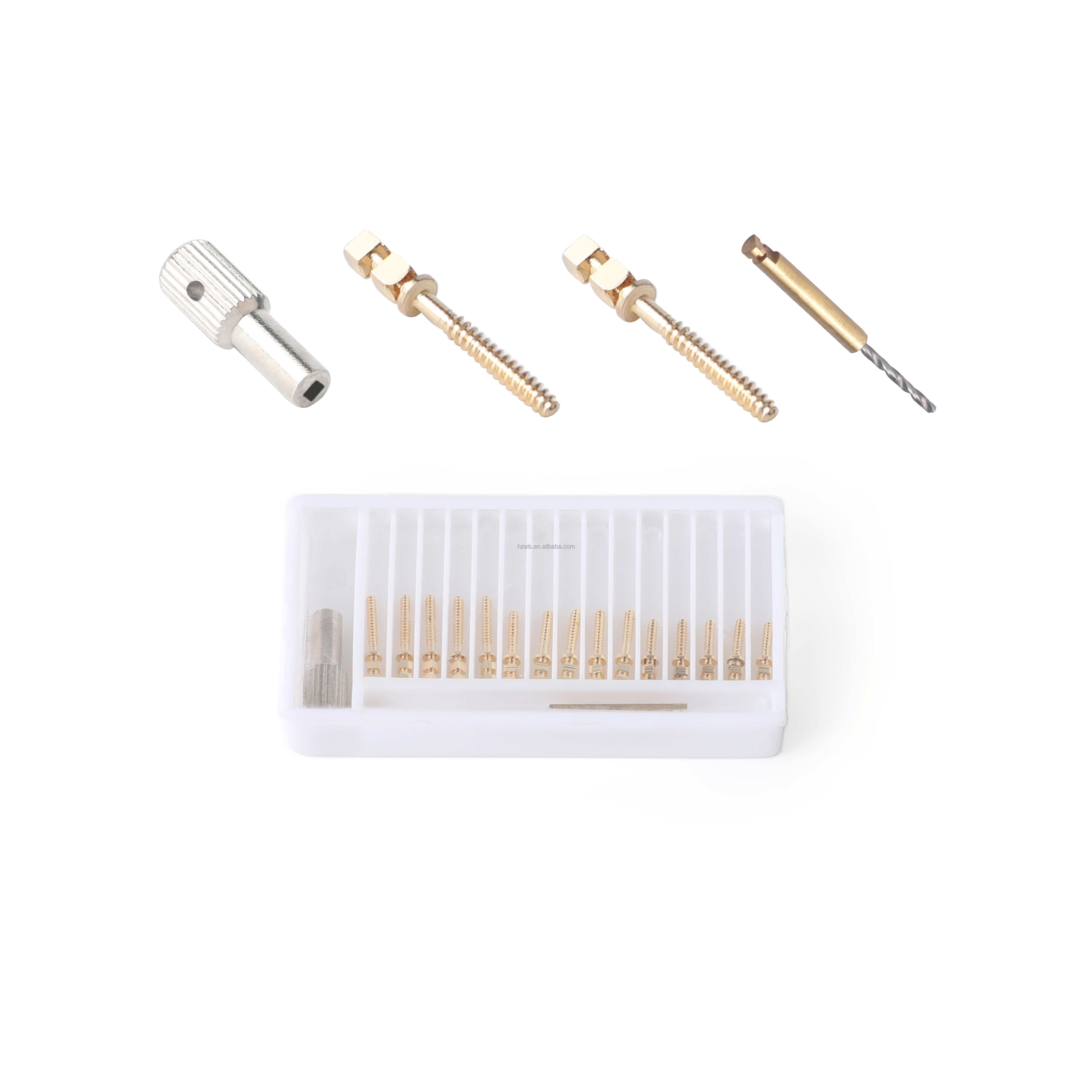 MFDS Standard Teeth Dental Implant Supplies Tapered Screw Post Kit 24k Gold Plated